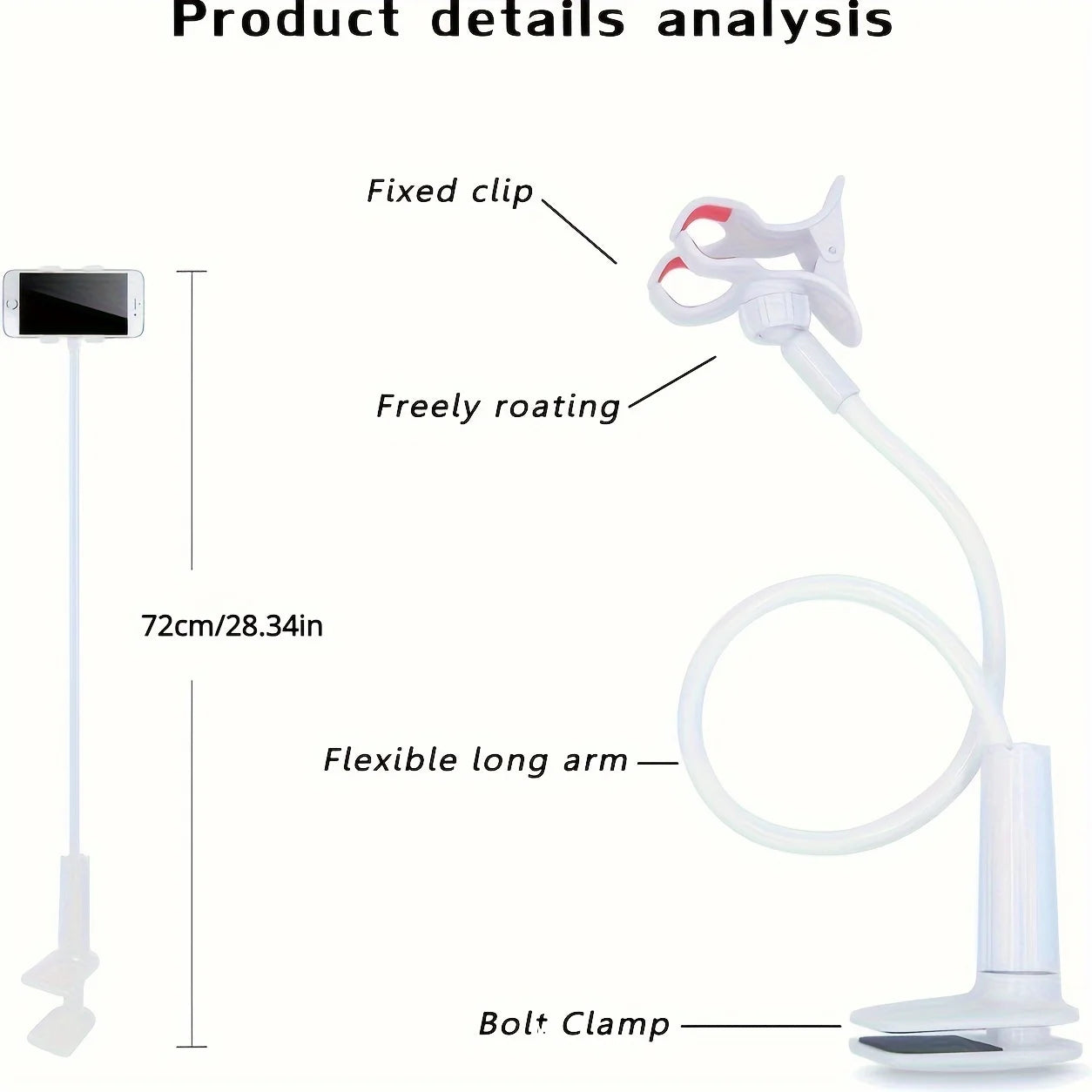 Desktop phone stand, flexible for live streaming and binge-watching TV shows. Headrest-style sofa stand for lazy people..