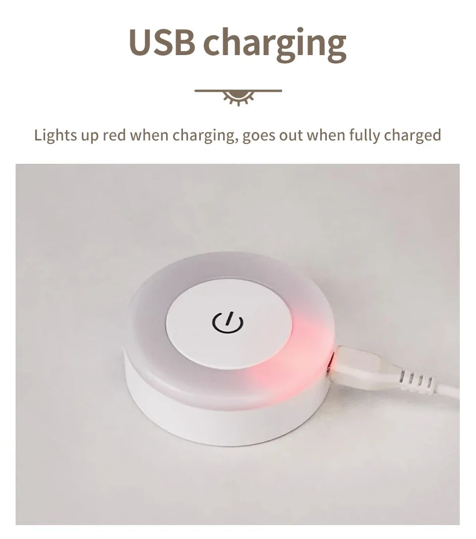 Wireless Led Book Light 6cm Rechargeable Wall Lamp with Touch Switch Night Light 3-Colors Dimmable Portable for Bedroom Reading