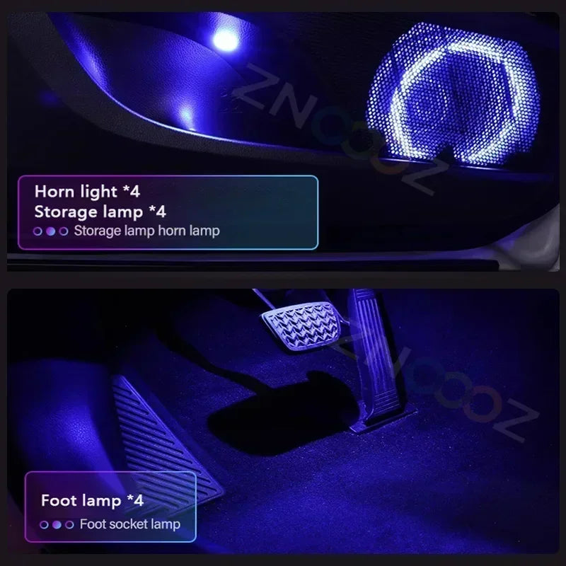 RGB 22in1 Car Interior Acrylic Car Ambient Lights for Audi A3 A4 A5 A6 A7 A8 Q3 Q5 Q7 Q8  Decorative Lights Car Accessories