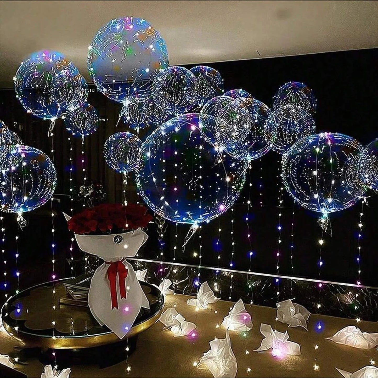 7 Led Luminous Transparent Balloons for Weddings, Birthdays, Bachelor Party (Battery Not Included) Valentine's Day, Anniversary