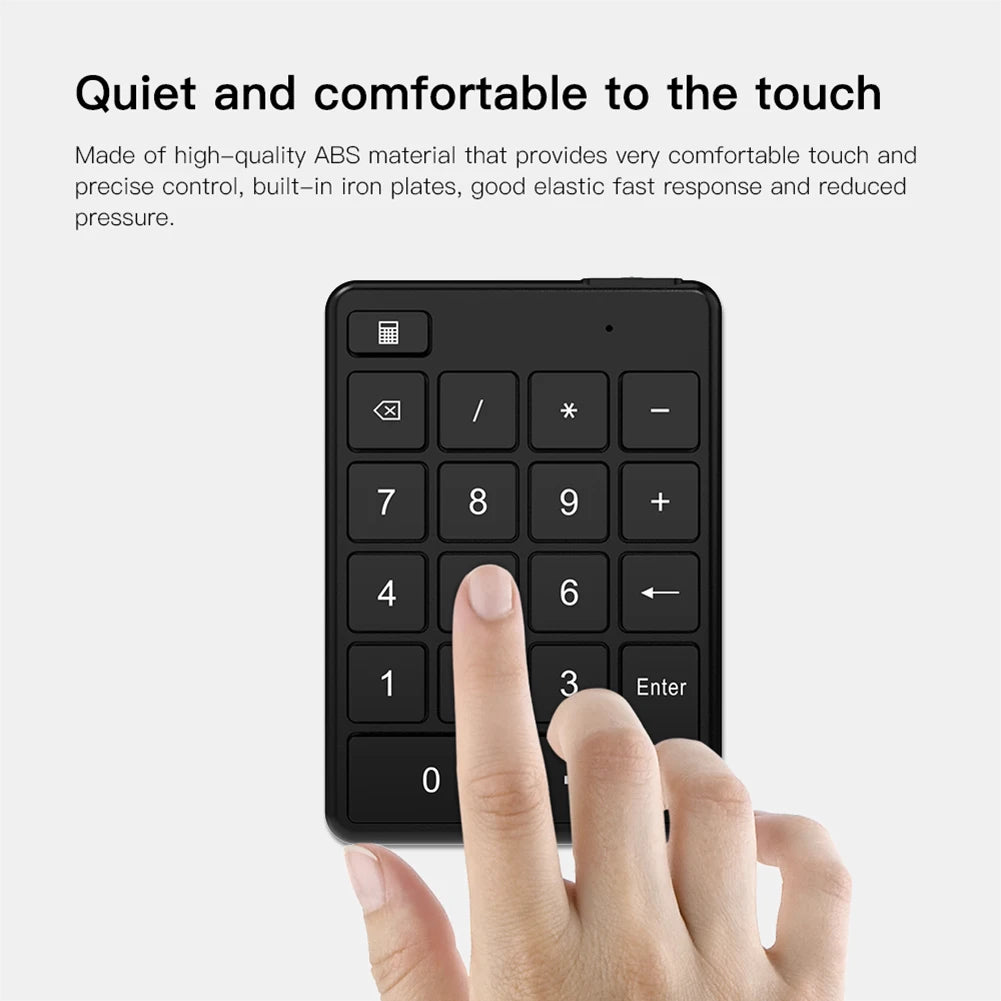 Bluetooth Wireless Numeric Keypad Portable Mini Number Keyboard 19 Keys External Number Pad for Laptop PC Accounting Supplies