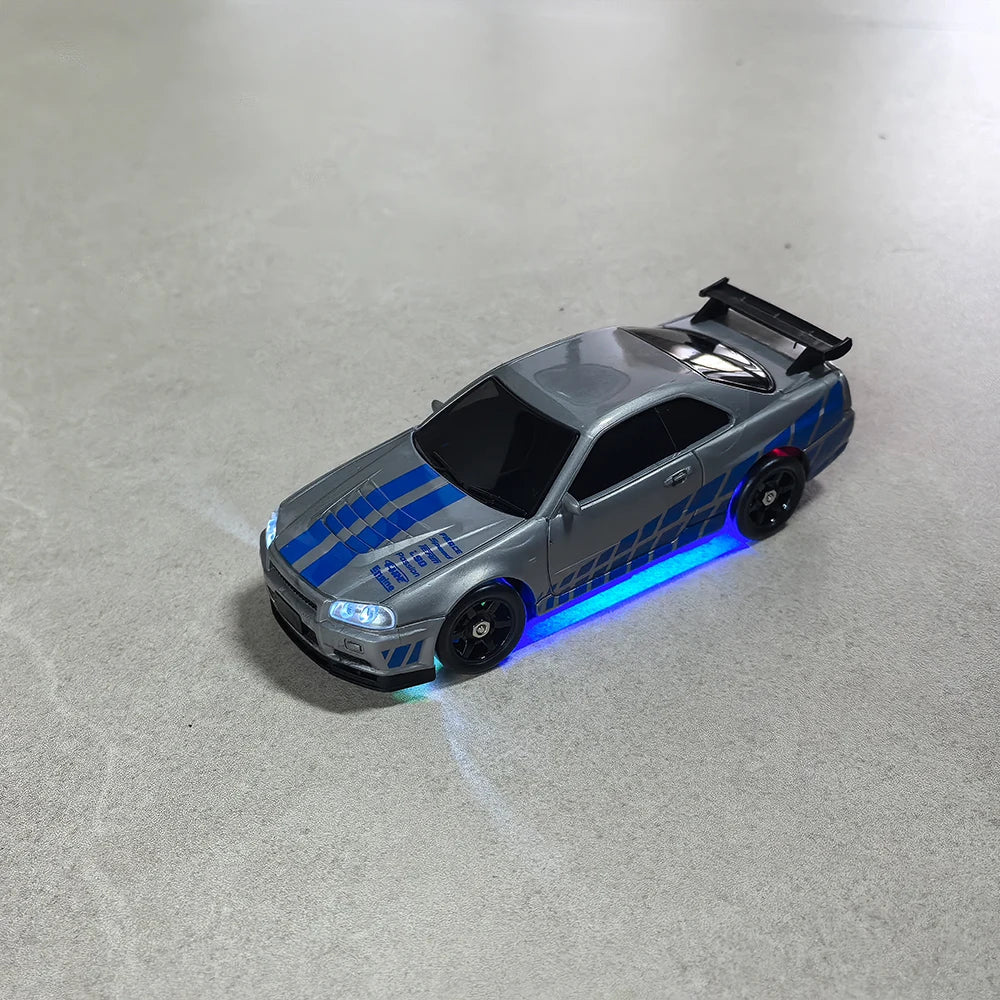 1/43 HB-RP43 RC Drift Car with DIY White Body Shell & Extra Tires 2.4G 4WD ESP Gyro Stabilization Full Proportional Control Car