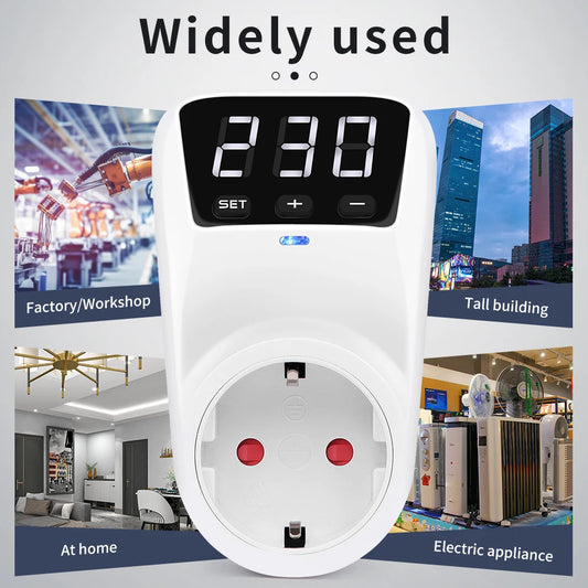 Digital Voltage Protector Automatic Power Surge Leakage Protector Socket AC 230V 16A EU Plug Socket Safe Refrigerator Protect