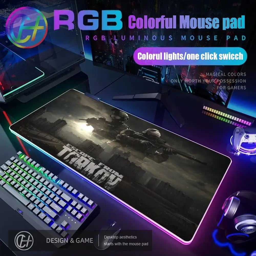 Escape From Tarkov RGB Mouse Pad Computer Gaming Accessories Large Mouse Deskmats MousePads Office Anti-slip Soft Laptop Carpet