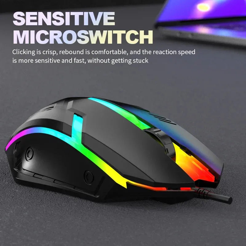 USB Wired Mouse RGB Colorful Backlit Ergonomic Design Gaming Mouse Wired Mice Office Mouse For PC Desktop Laptop Windows iOS