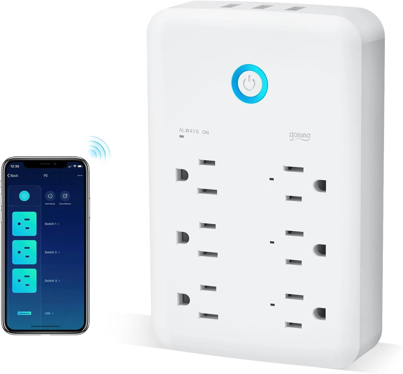 Wifi Smart Power Strip Surge Protector Built-in 3 USB Ports, Power Bar Outlets Ports With Extension Cord For Travel Home Office