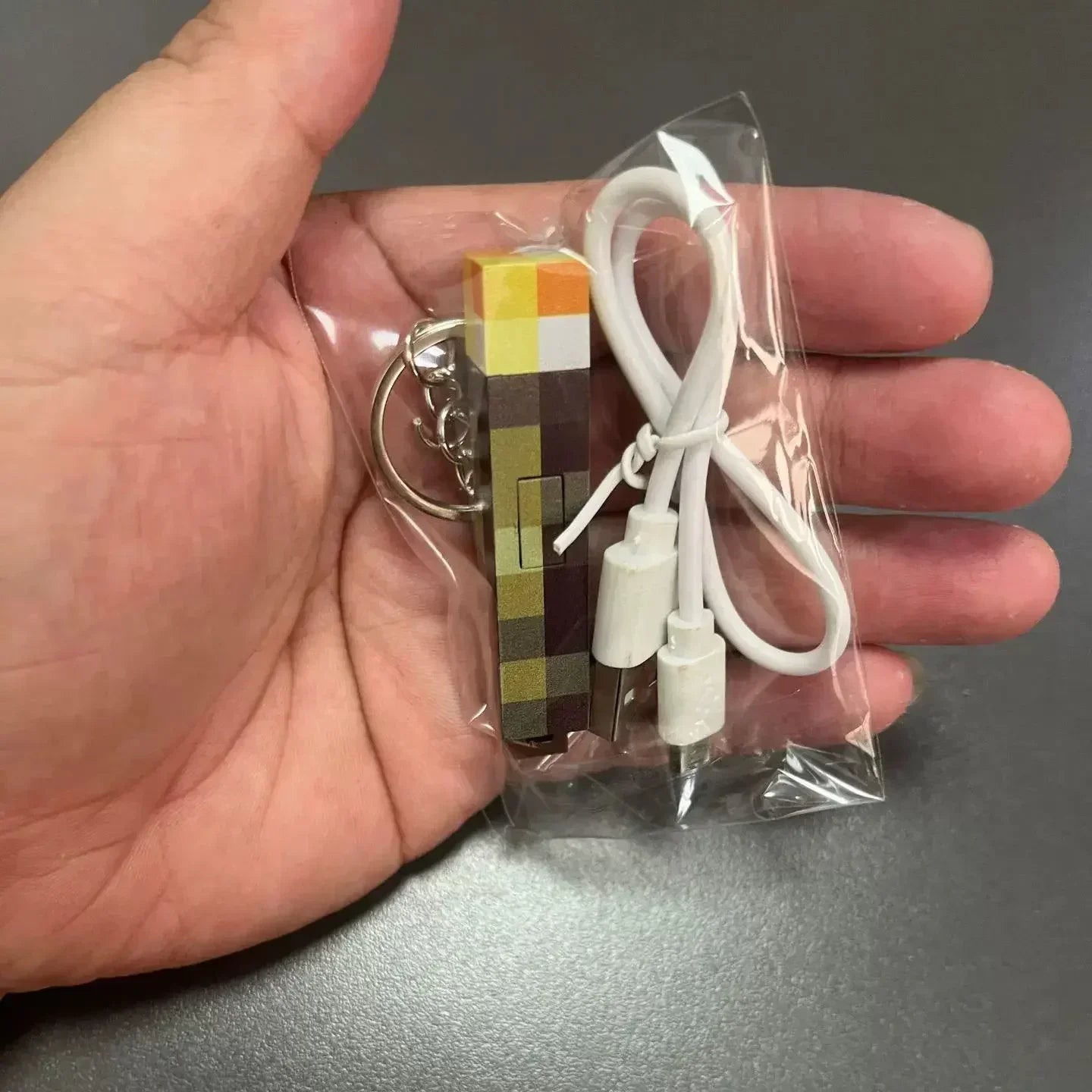 LED Light Keychain With USB Rechargeable Gaming Theme Surrounding Torch Mini Torch Lighting Backpack Pendant Children Gifts