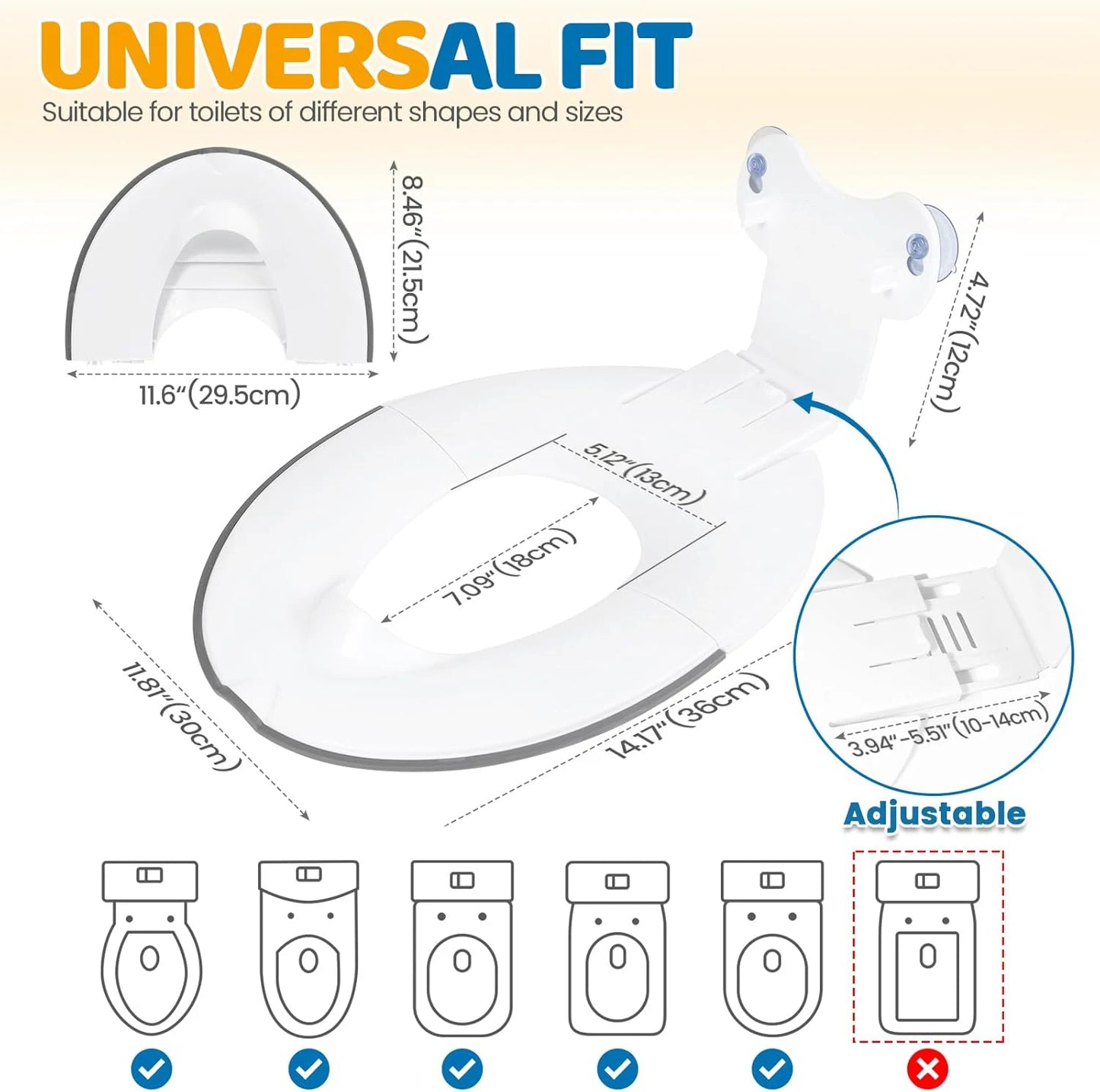 Foldable Toilet Seat For Children, Flip & Sit Potty Seat, Attaches to Toilet Securely, Space Saving Design Fits Most Toilets