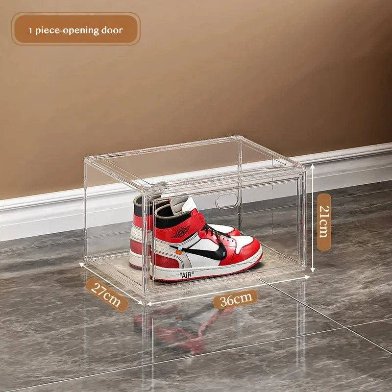Thickened Transparent Storage Box Acrylic Shoe Box with Magnetic Flip Cover Dustproof Storage Box Multi-Layer Stackable Shoe Box