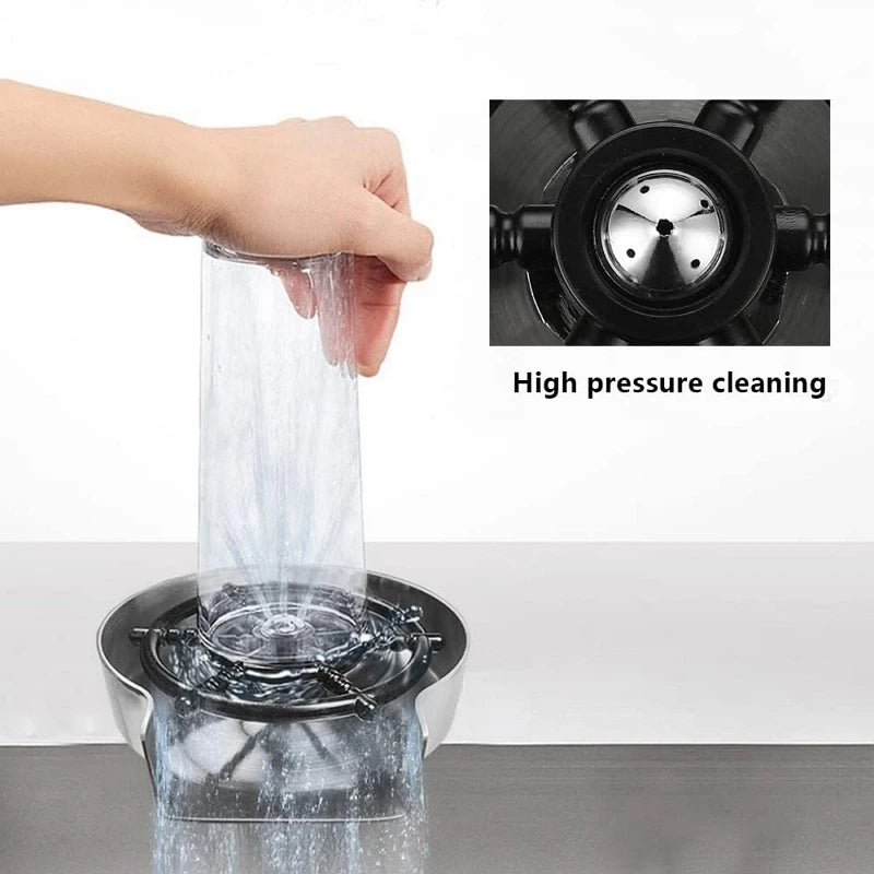 Automatic Glass Cup Washer High Pressure Kitchen Faucet Glass Rinser Stainless Steel Bar Cup Cleaner for Kitchen Sinks Wash Tool