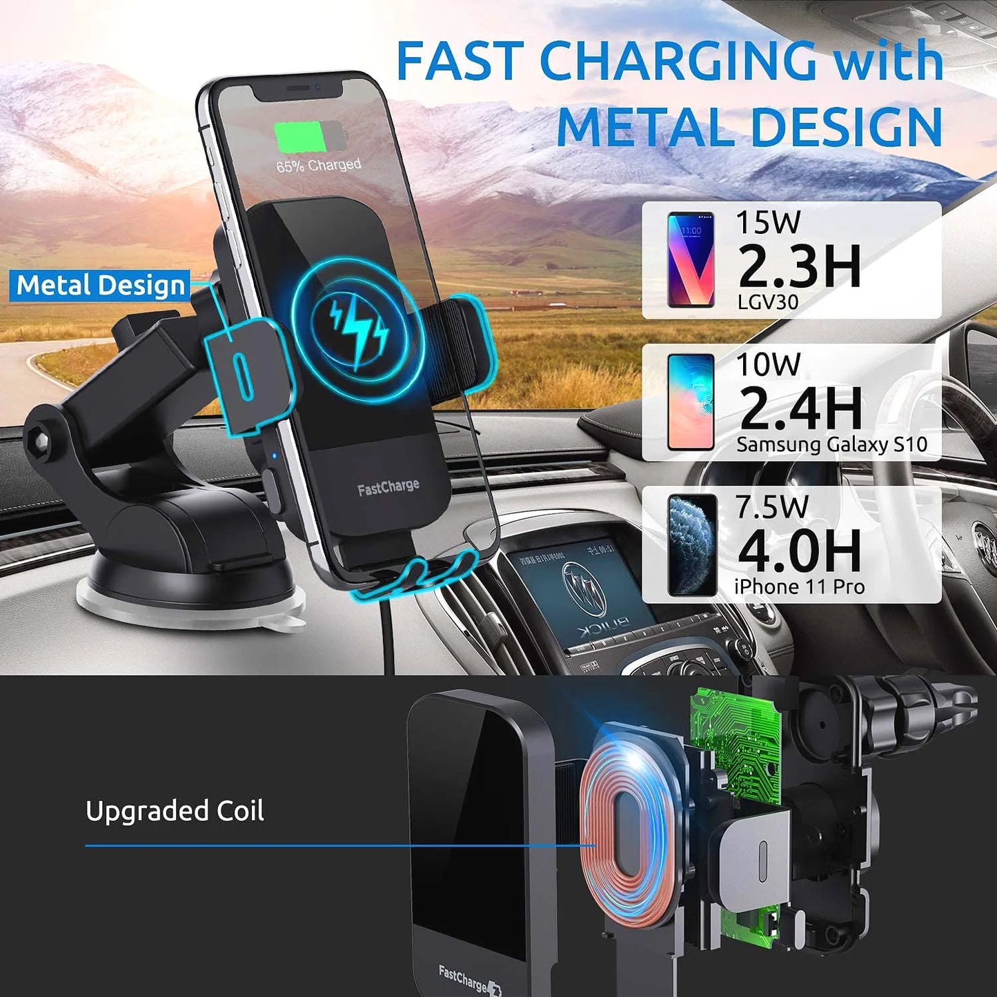 Wireless Car Charger, 15W Fast Charging Auto Clamping Car Charger Phone Mount Phone Holder Fit For Iphone 15 14 13 12 11 Pro Max