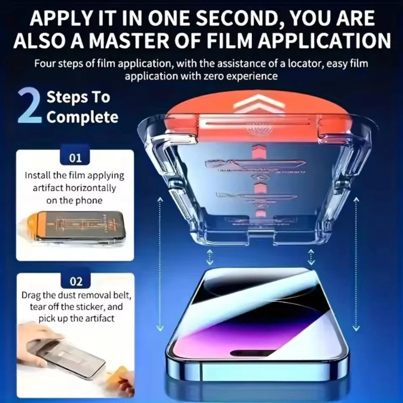 Dust Free Easy Installation Screen Protector For iPhone 17 Pro 16 15 13 12 11 14 Pro Max XR X XS 7 8 Plus SE HD Tempered Glass