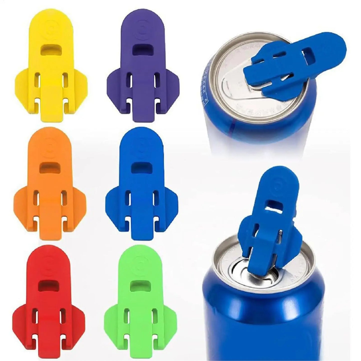 6pcs Opener Manual Soda Beer Can Openers Plastic Beverage Can Cover Protector Colorful Can Tab Cover Can Opener Tool