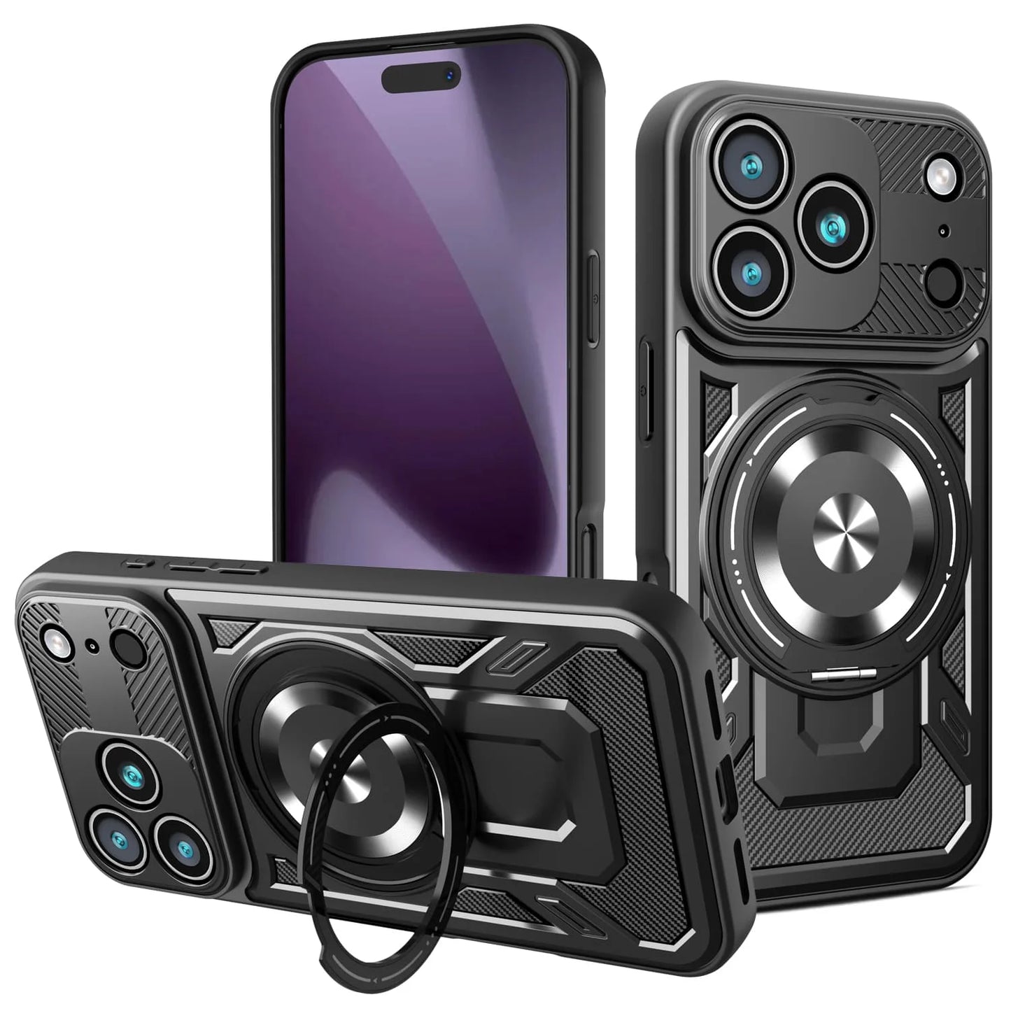 Shock Proof Armor Case For iPhone 17 Air 11 12 13 14 15 16 17 Pro Max Magnetic Heavy Duty Rugged Ring Kickstand Protection Cover
