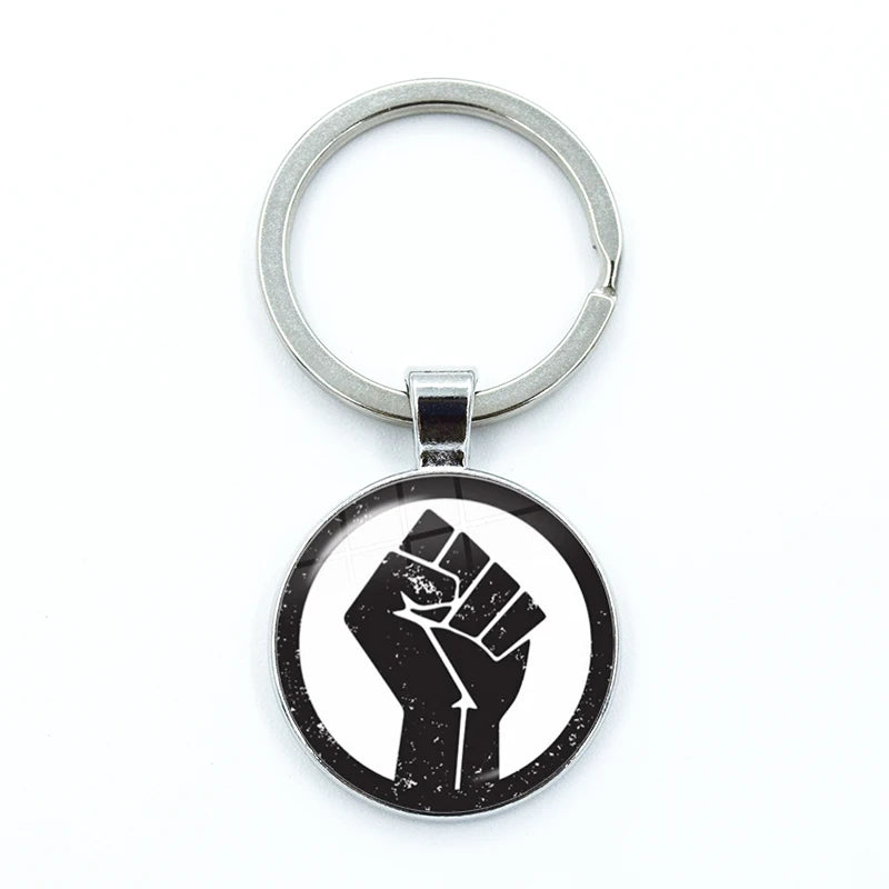 I CAN'T BREATHE George Floyd Keychain American Protest Black Lives Matter Glass KeyRing Bag Car Key Chain Holder Charms Jewelry