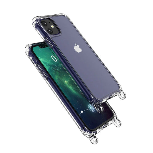 Transparent Shockproof Phone Case For iPhone 17 16 15 Pro Max 14 13 12 With Ring Hole Clear Four-Corner Airbag Soft Bumper Cover