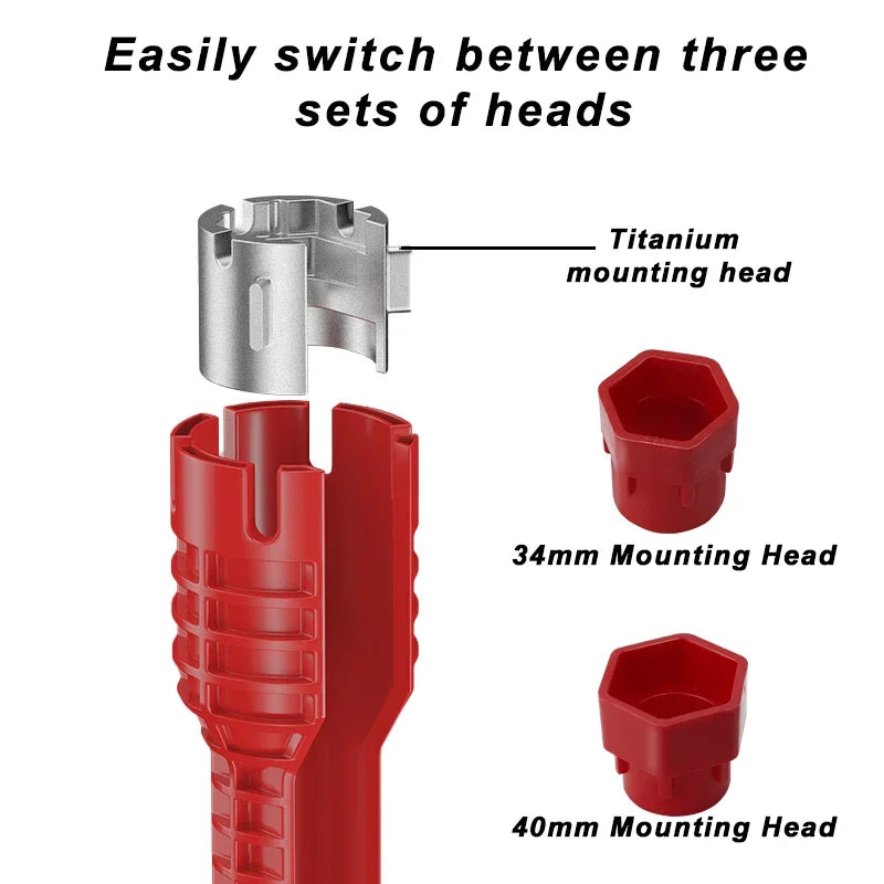 14 in 1 Sink Faucet Wrench Multifunction Pipe Wrench Anti-Slip Handle Double Head Wrench For Kitchen Bathroom Water Pipe Repair