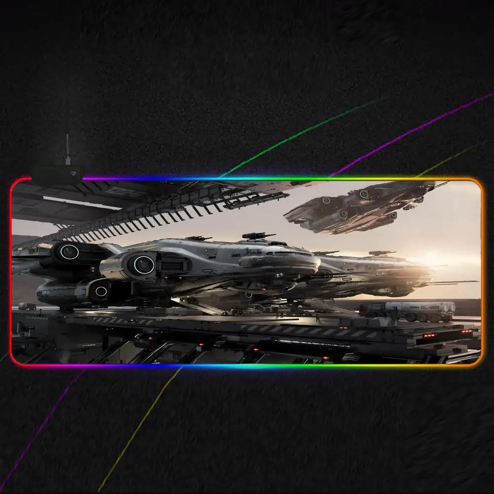 Star Citizen Mouse Pad RGB Gaming Mouse Pad XXL, Extended Surface, Non-Slip, Smooth, LED Lights, Perfect Desk Mat