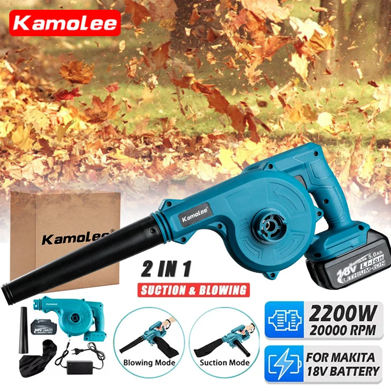Kamolee 20000rpm Cordless Electric Hair Dryer 2 in 1 Vacuum Cleaner Household 18V Blow/Suction 2-in-1 Blower Tool