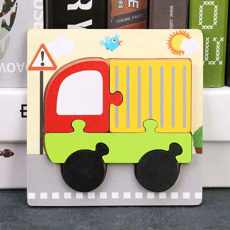 Baby High Quality 3D Wooden Puzzles Educational Cartoon Animals Early Learning Intelligence Puzzle Game Toys for Children