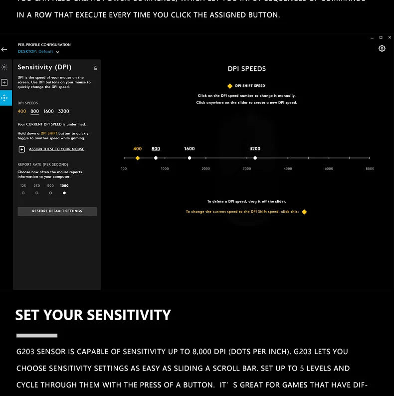 Official Logitech G203 Mouse for Gaming, Lightsync RGB with 3 Zones, 25G Acceleration, 200 IPS Tracking Speed