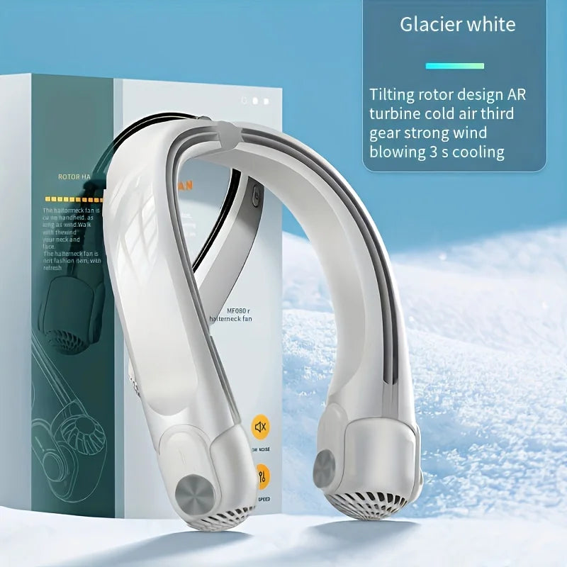 Portable neck mounted fan, USB charging, bladeless hanging neck portable fan with adjustable turbo fan, suitable for outdoor use
