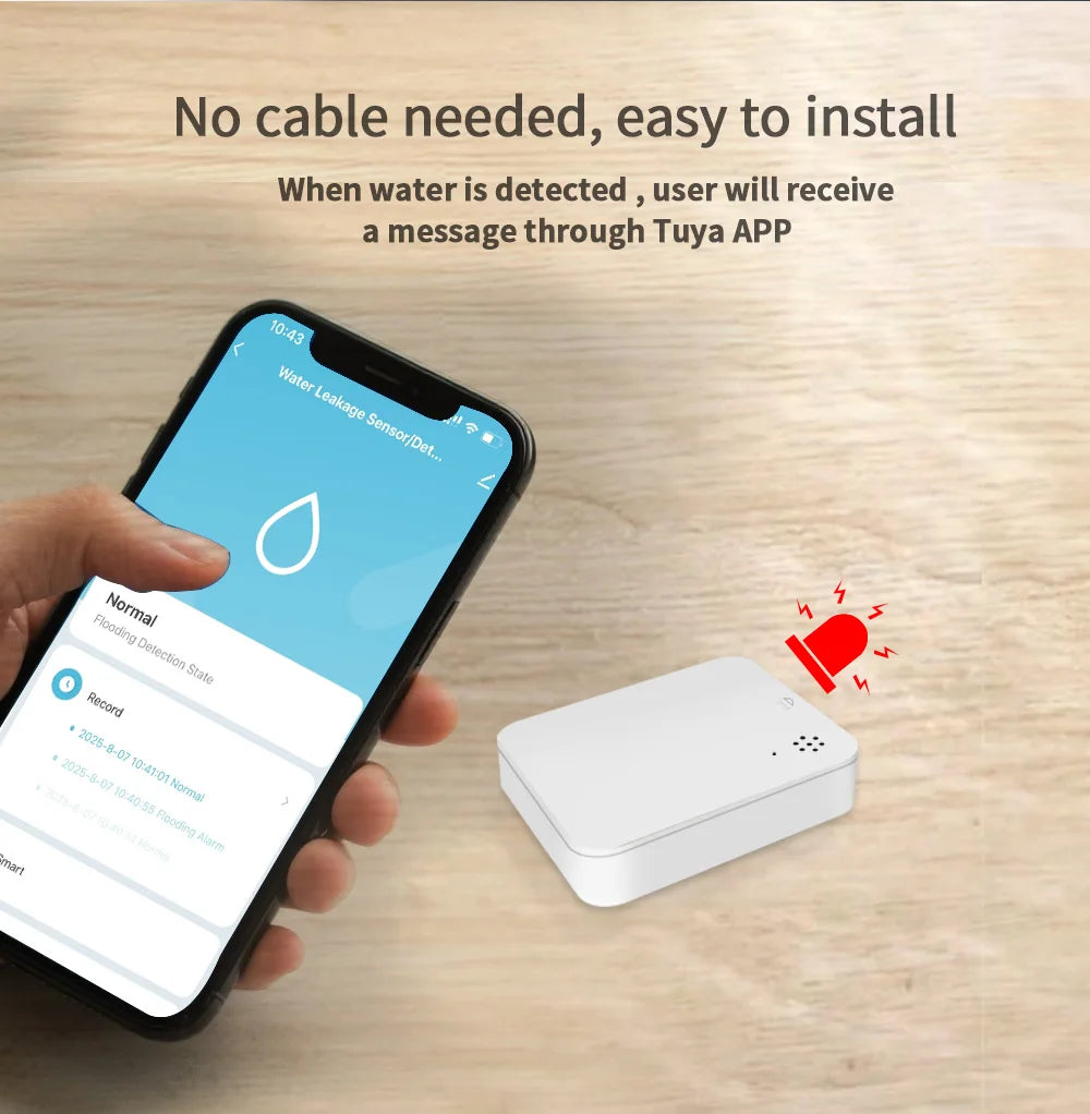 Smart Water Leakage Sensor Detector Wireless ZigBee3.0 Leak Detector with Siren Alarm 85dB For Basement Kitchen Home Security