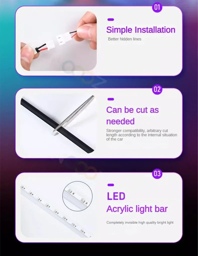 RGB 22in1 Car Interior Acrylic Car Ambient Lights for Audi A3 A4 A5 A6 A7 A8 Q3 Q5 Q7 Q8  Decorative Lights Car Accessories