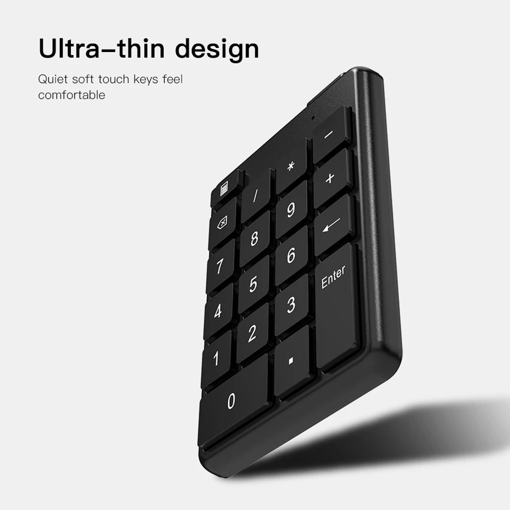 Bluetooth Wireless Numeric Keypad Portable Mini Number Keyboard 19 Keys External Number Pad for Laptop PC Accounting Supplies