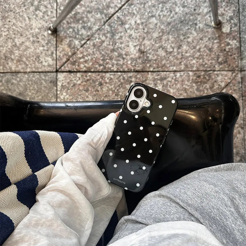 Polka-dot Mobile Phone Case Suitable For Iphone17/16/pro/promax Fashion Mobile Phone Decoration Ins Style Mobile Phone Case