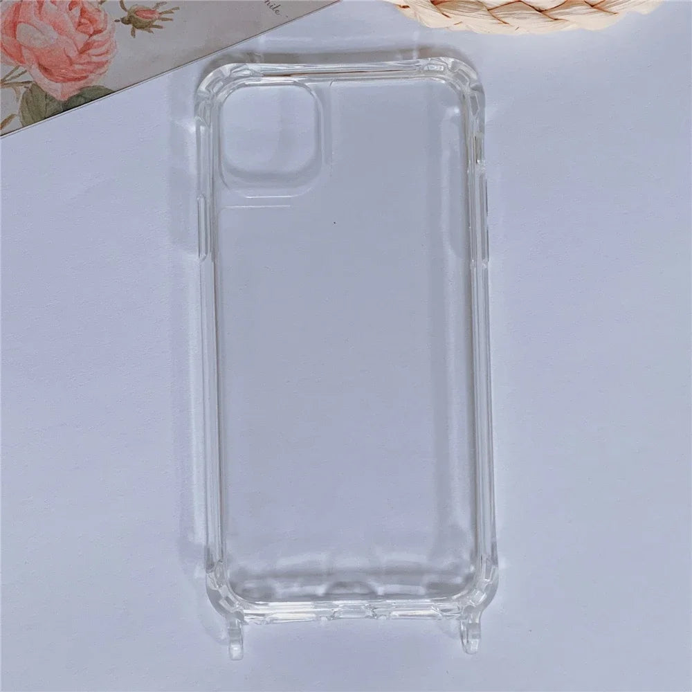 Transparent Shockproof Phone Case For iPhone 17 16 15 Pro Max 14 13 12 With Ring Hole Clear Four-Corner Airbag Soft Bumper Cover