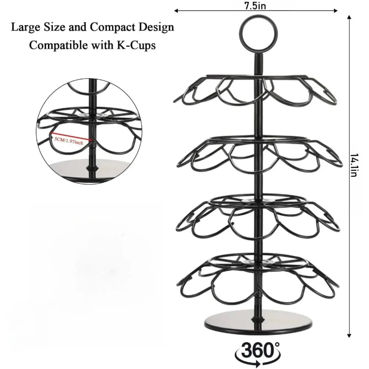 1 Pcs Rotating Coffee Capsule Organizer Storage Rack for Capsules Stylish Coffee Pod Holder for Home Office and Commercial Use