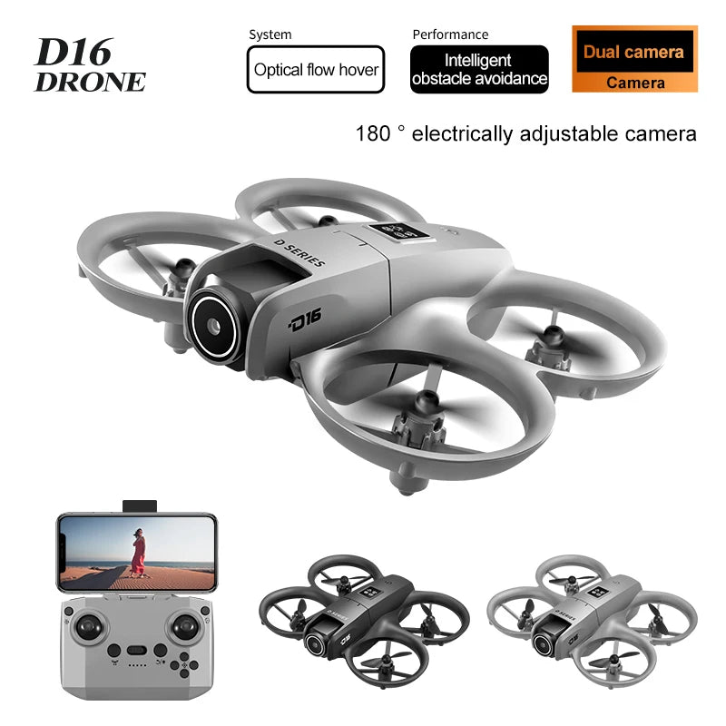 New D16 Mini Drone 8K HD Dual Camera Profesional 180° Electric Adjustable GPS Positioning Obstacle avoidance Bushless UA