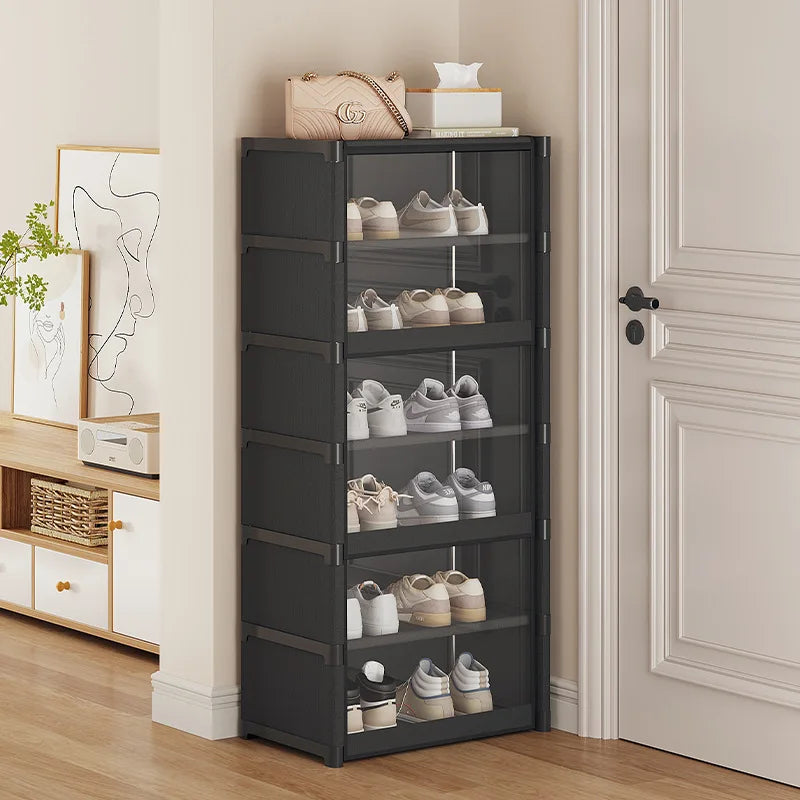 Level 5-9 Dustproof and Transparent Large-Sized Shoe Rack, Shoe Cabinet, Can Accommodate 12-24 Pairs of Shoes Shoe Rack Organizer, Shoe Cabinet, Closed Shelves, Shoe Rack Support, Suitable for Garage, Bedroom, Living Room Sho