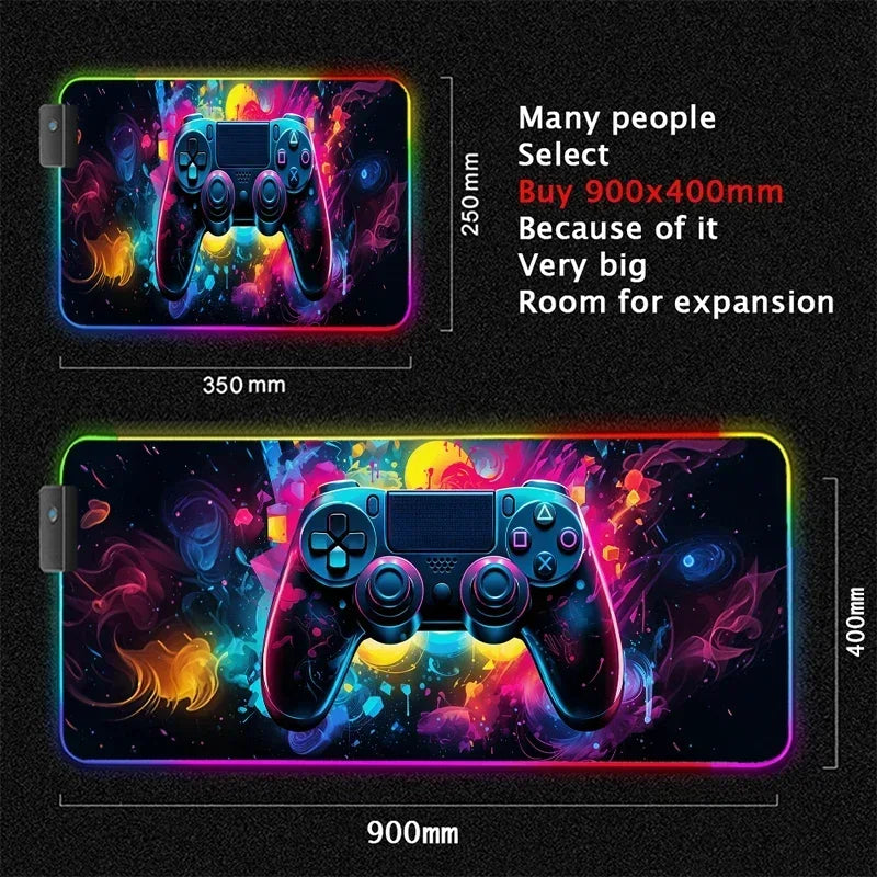 RGB Large Gamepad Mouse Pad Gamer LED Backlight Luminous Mousepad Gaming Non-Slip Keyboard Pads E-sports Laptop Office Desk Mat