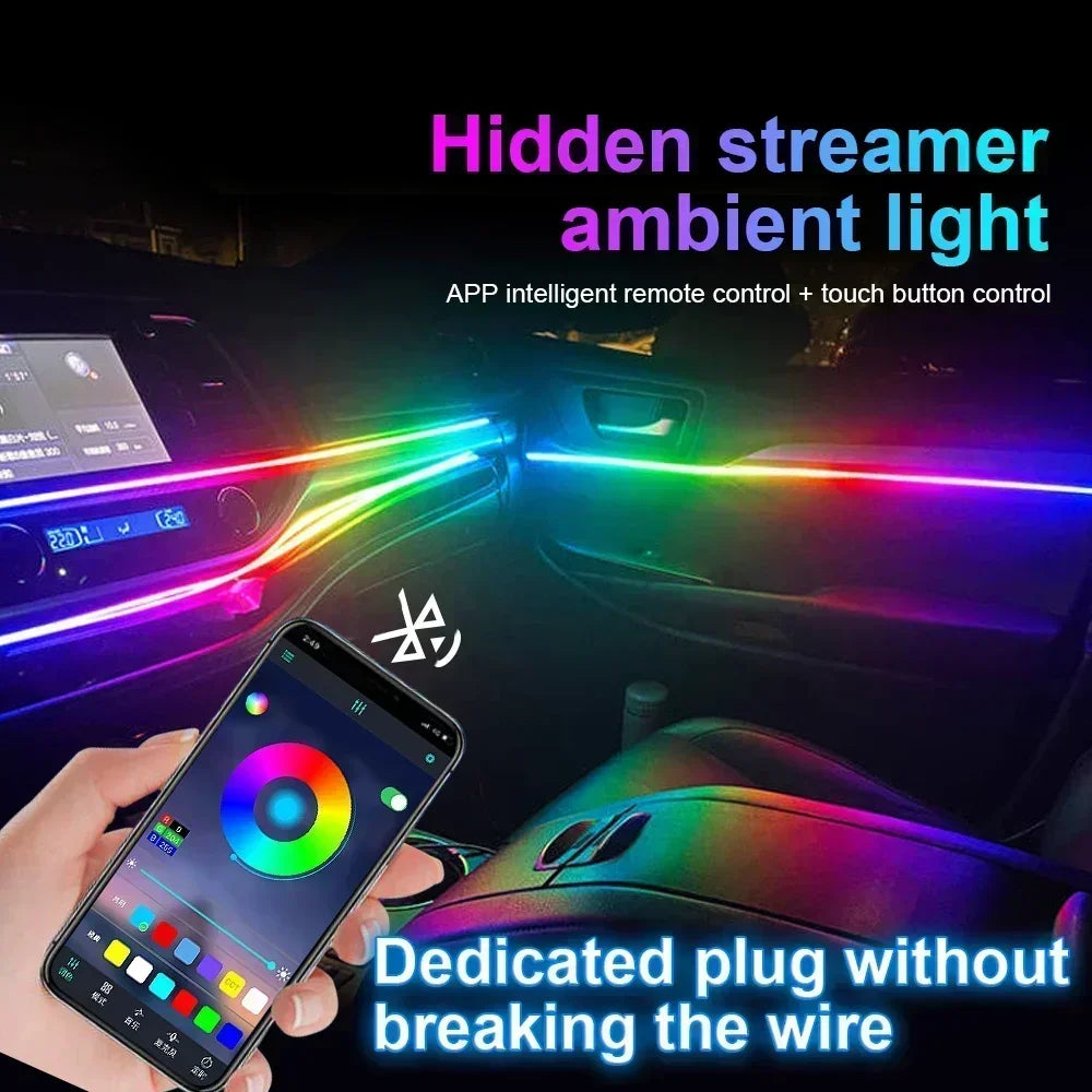 RGB 22in1 Car Interior Acrylic Car Ambient Lights for Audi A3 A4 A5 A6 A7 A8 Q3 Q5 Q7 Q8  Decorative Lights Car Accessories