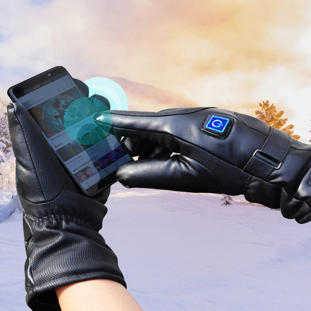 Motorcycle Heated Gloves Thermal Heat Gloves Winter Warm Skiing Motorcycle Bicycle Fishing Waterproof Heated Rechargeable Gloves