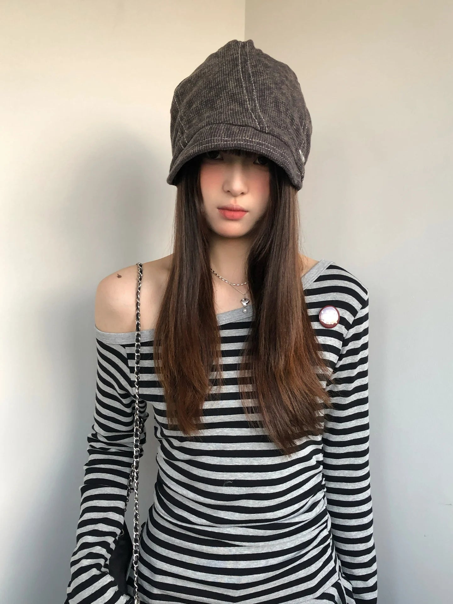 Retro American Fisherman's Hat For Women Autumn And Winter Hat With Large Head Circumference For Street Leisure Beanie Cap