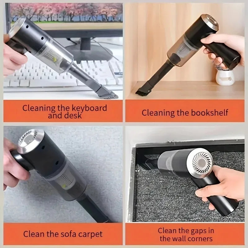 Wireless Car Vacuum Cleaner USB Charging 1200mAh Portable Cleaning Appliance Mini Wet and Dry Blow Vacuum Cleaner Household