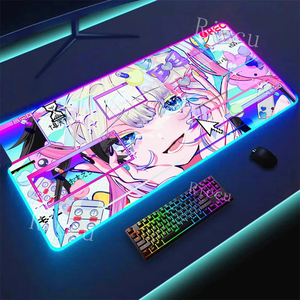 RGB HD Needy Girl Overdose MousePad Gamer Desk Mat Large Mousepad Compute Deskpad Art Gaming Mouse Mats Pc Company Pads E-Sports