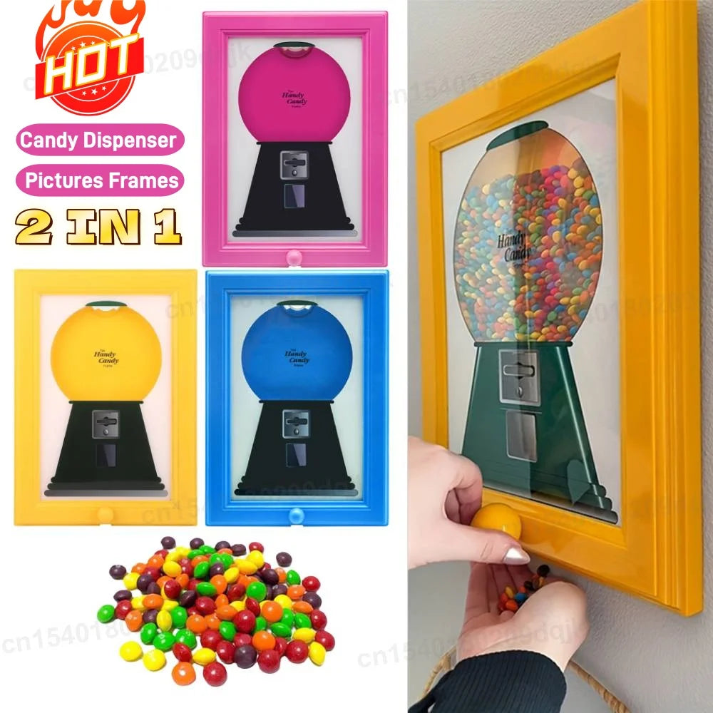2-in-1 Candy Dispenser Picture Hanging Candy Frame Gumball Machine In A Frame Handy Fast Distribution Candies Nuts Christmas Gif