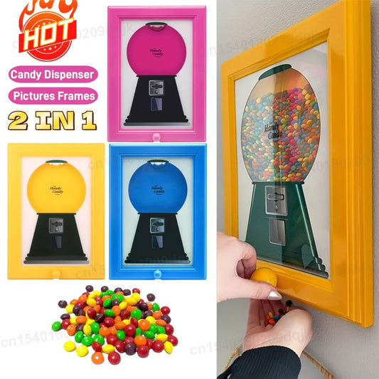 2-in-1 Candy Dispenser Picture Hanging Candy Frame Gumball Machine In A Frame Handy Fast Distribution Candies Nuts Christmas Gif