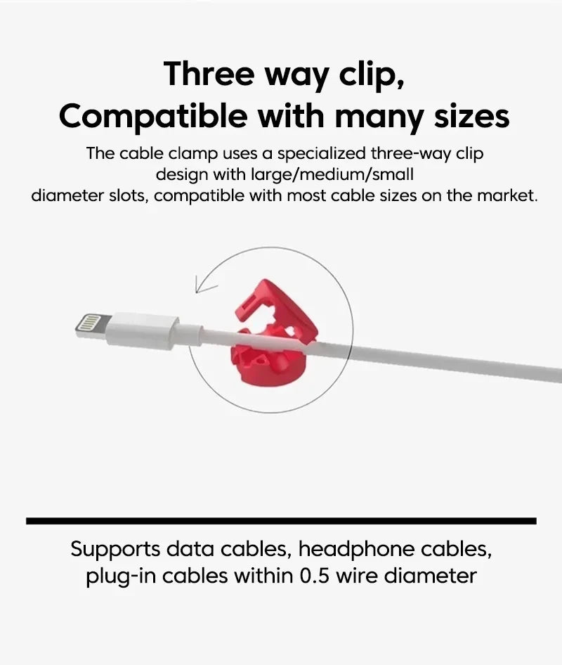 Magnetic Desktop Cable Clips Cord Management Tiny 3 Size In 1 Wire Cable Organizer Usb Data Line Storage Suitable