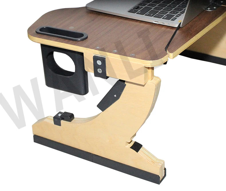 Desktop computer stand, portable and foldable stand, multi-functional reclining desk, made of wood, 360° adjustable laptop stand