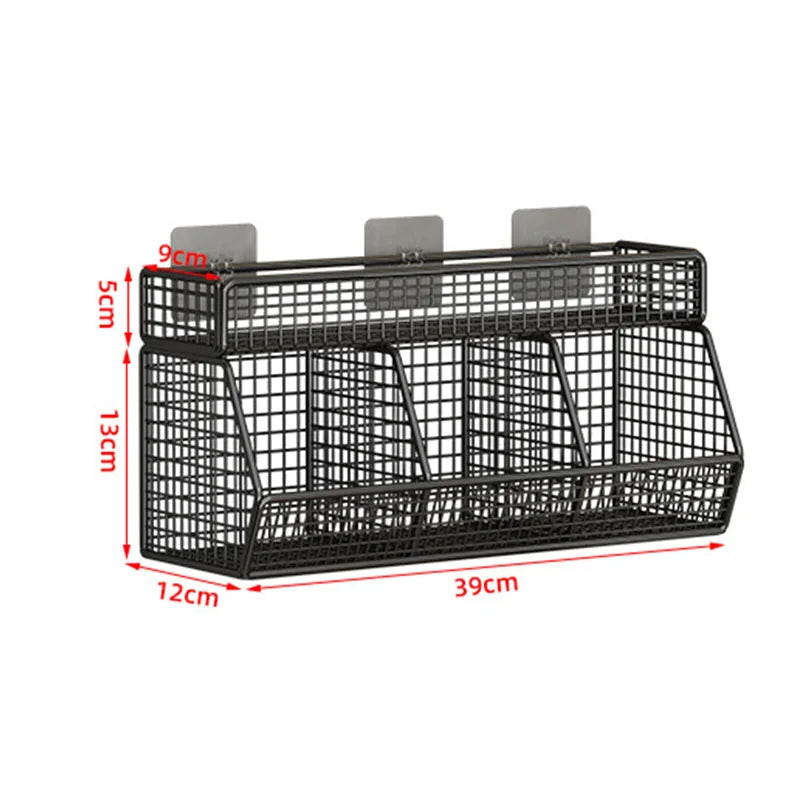 Kitchen Wall Mounted Storage Rack Vegetables Fruits Holder Onion Garlic Condiments Spice Double Layer Storage Shelf Organizer