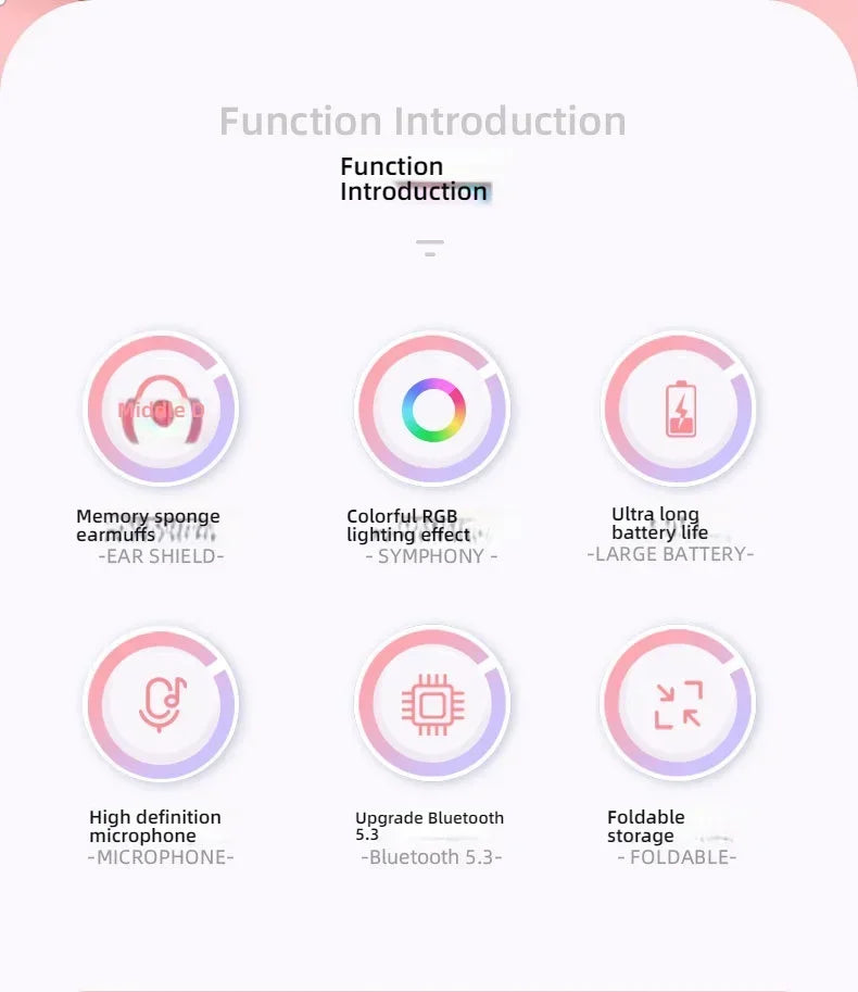 RGB Lighting Headphone For PC Computer iPad Cat Ear Gaming Headset Noise Reduction Headphones With Microphone Children Gift