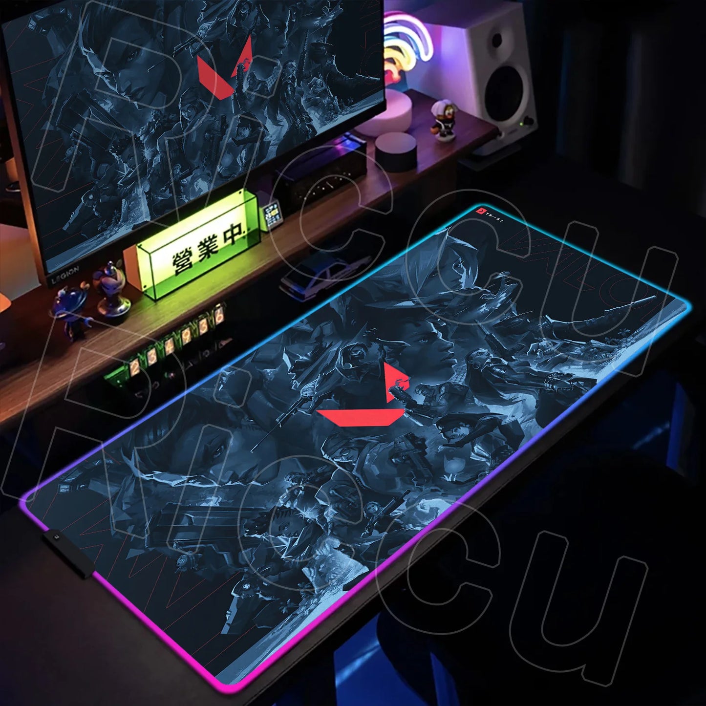 RGB Mouse Pad Gaming Valorant Computer Mice Mat Gamer Led Glowing Keyboard Mausepad 30x80cm PC Cabinet Carpet Office Accessories