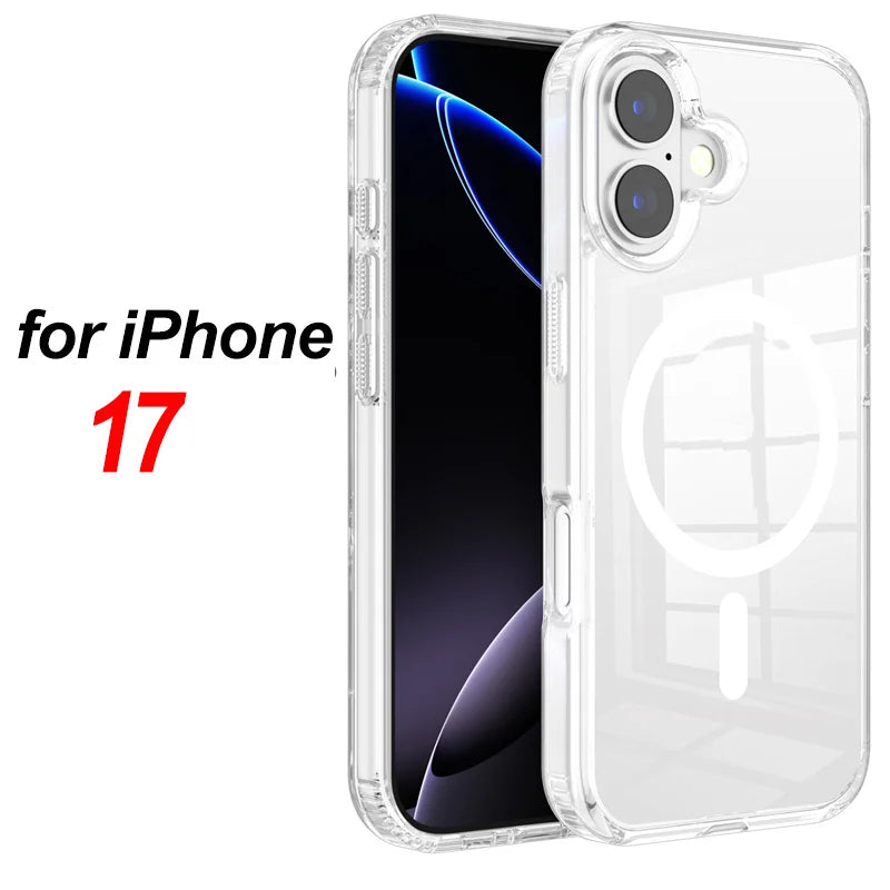 For iPhone 17 Series Transparent Clear Case with White Ring & Shockproof Camera Guard Cover 16 15 14 Pro Max