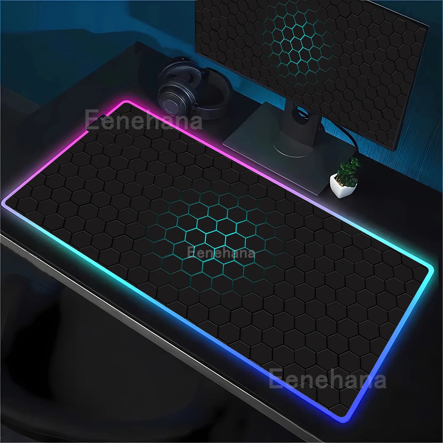 RGB Hexagon polygon Gaming Mouse Pad Rug Computer Accessories Antiskid Offices Geometric Mousepad Luminous Game offices Desk Mat