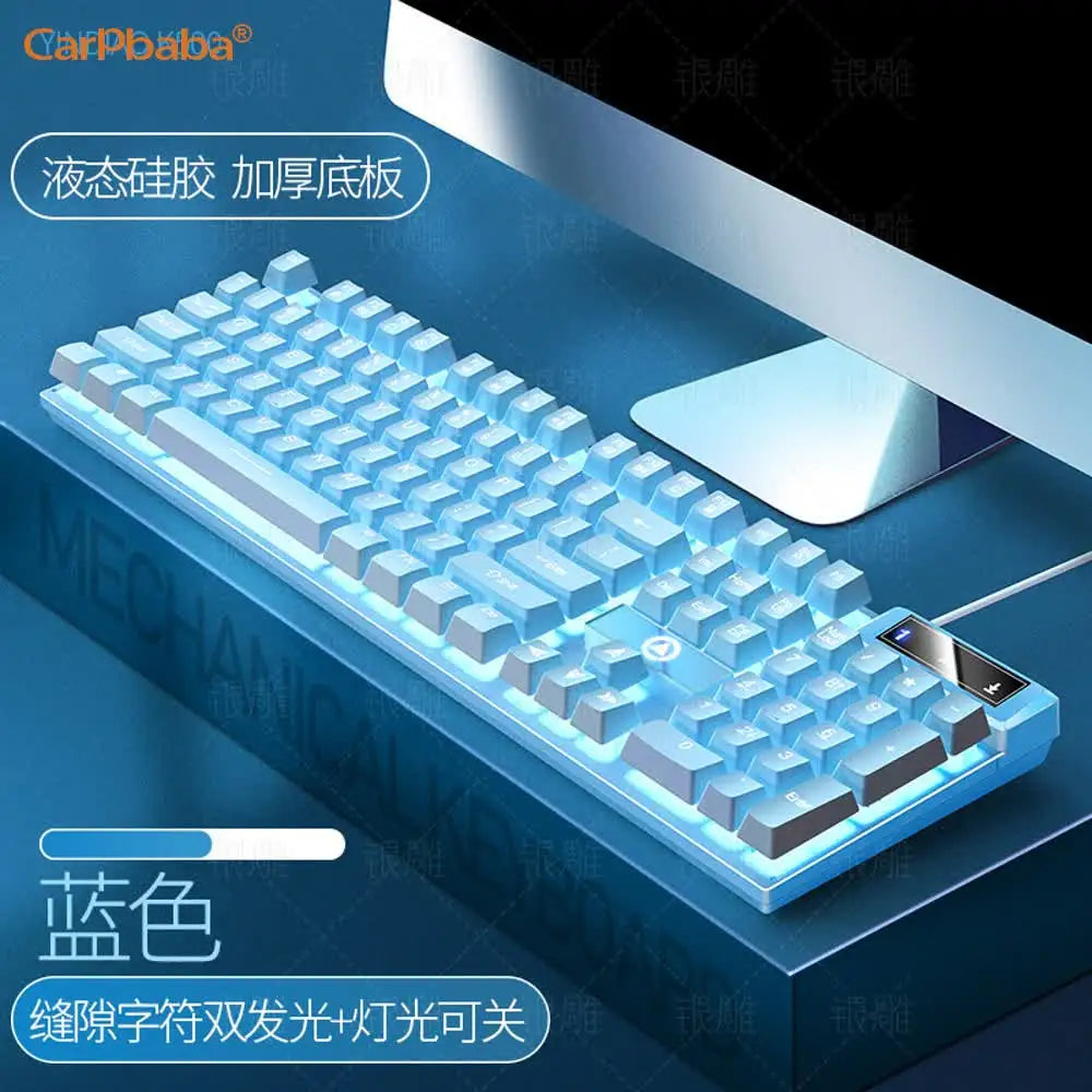 Carpbaba K500 104 Key USB Wired Gaming Keyboard Color Backlit Mechanical Hand Feel Keyboard for Computer Laptop PC Accessories